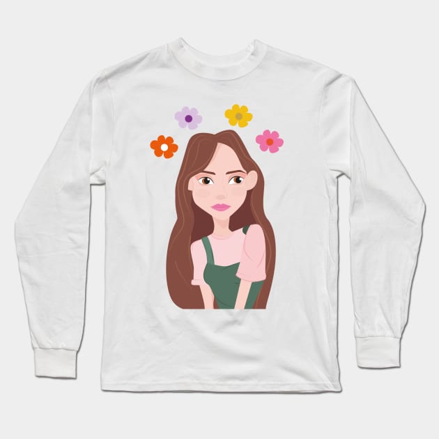 girl flowers Long Sleeve T-Shirt by Janeth desings